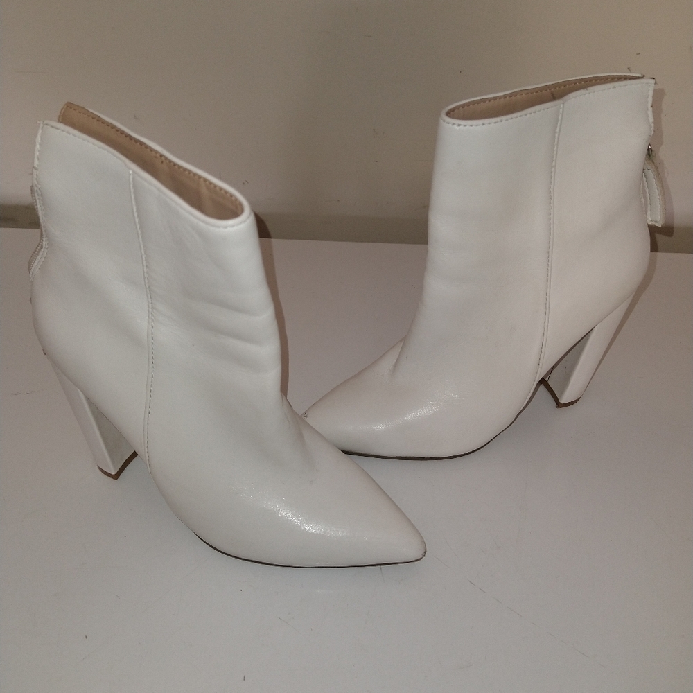 White leather booties